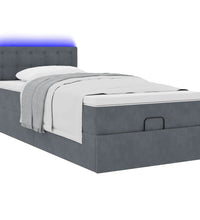 Ottoman-Bett mit Matratze & LEDs Dunkelgrau 90x200 cm Samt