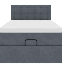 Ottoman-Bett mit Matratze & LEDs Dunkelgrau 90x200 cm Samt