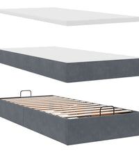 Ottoman-Bett mit Matratze & LEDs Dunkelgrau 90x200 cm Samt