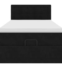 Ottoman-Bett mit Matratze & LEDs Schwarz 90x200 cm Samt