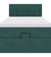 Ottomane Bett mit Matratze & LEDs Dunkelgrün 90x200 cm Samt