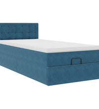 Ottoman-Bett mit Matratze & LEDs Dunkelblau 90x200 cm Samt