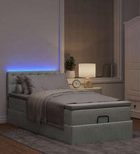 Ottoman-Bett mit Matratze & LEDs Hellgrau 100x200 cm Samt