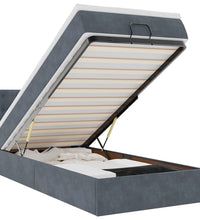 Ottoman-Bett mit Matratze & LEDs Dunkelgrau 100x200 cm Samt