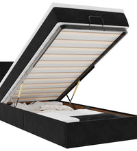 Ottoman-Bett mit Matratze & LEDs Schwarz 100x200 cm Samt