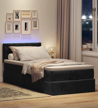 Ottoman-Bett mit Matratze & LEDs Schwarz 100x200 cm Samt