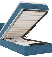Ottoman-Bett mit Matratze & LEDs Dunkelblau 100x200 cm Samt