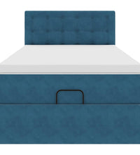 Ottoman-Bett mit Matratze & LEDs Dunkelblau 100x200 cm Samt