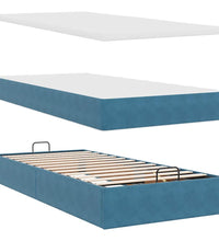 Ottoman-Bett mit Matratze & LEDs Dunkelblau 100x200 cm Samt