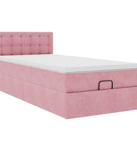 Ottoman-Bett mit Matratze & LEDs Rosa 100x200 cm Samt