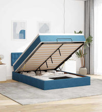 Ottoman-Bett mit Matratze & LEDs Dunkelblau 140x200 cm Samt