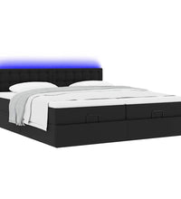 Ottoman-Bett mit Matratzen & LEDs Schwarz 160x200 cm Kunstleder