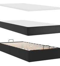 Ottoman-Bett mit Matratzen & LEDs Schwarz 160x200 cm Kunstleder