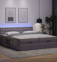 Ottoman-Bett mit Matratzen & LEDs Grau 160x200 cm Kunstleder