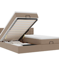 Ottoman-Bett mit Matratzen LEDs Cappuccino 160x200cm Kunstleder