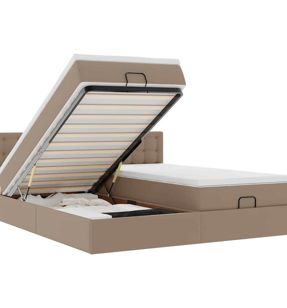 Ottoman-Bett mit Matratzen LEDs Cappuccino 160x200cm Kunstleder
