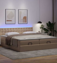 Ottoman-Bett mit Matratzen LEDs Cappuccino 160x200cm Kunstleder