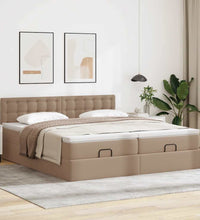 Ottoman-Bett mit Matratzen LEDs Cappuccino 160x200cm Kunstleder