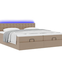 Ottoman-Bett mit Matratzen LEDs Cappuccino 160x200cm Kunstleder