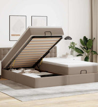 Ottoman-Bett mit Matratzen LEDs Cappuccino 160x200cm Kunstleder