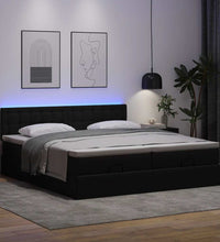 Ottoman-Bett mit Matratzen & LEDs Schwarz 180x200 cm Kunstleder