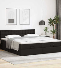 Ottoman-Bett mit Matratzen & LEDs Schwarz 180x200 cm Kunstleder