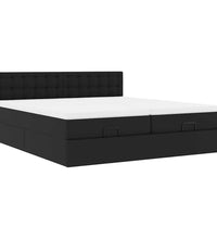Ottoman-Bett mit Matratzen & LEDs Schwarz 180x200 cm Kunstleder
