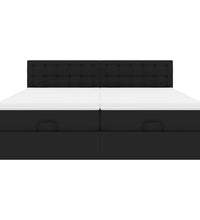 Ottoman-Bett mit Matratzen & LEDs Schwarz 180x200 cm Kunstleder