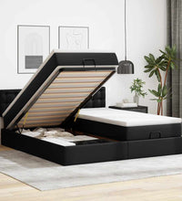 Ottoman-Bett mit Matratzen & LEDs Schwarz 180x200 cm Kunstleder