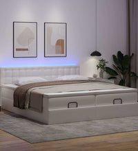 Ottoman-Bett mit Matratzen & LEDs Weiß 180x200 cm Kunstleder
