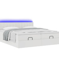 Ottoman-Bett mit Matratzen & LEDs Weiß 180x200 cm Kunstleder