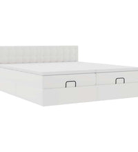 Ottoman-Bett mit Matratzen & LEDs Weiß 180x200 cm Kunstleder