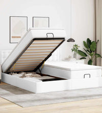 Ottoman-Bett mit Matratzen & LEDs Weiß 180x200 cm Kunstleder