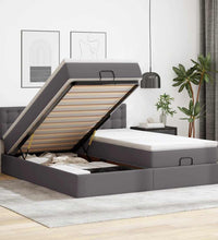 Ottoman-Bett mit Matratzen & LEDs Grau 180x200 cm Kunstleder