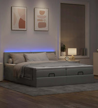 Ottoman-Bett mit Matratzen & LEDs Hellgrau 160x200 cm Stoff