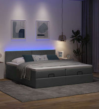 Ottoman-Bett mit Matratzen & LEDs Dunkelgrau 160x200 cm Stoff