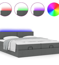 Ottoman-Bett mit Matratzen & LEDs Dunkelgrau 160x200 cm Stoff