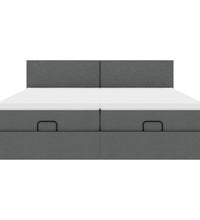 Ottoman-Bett mit Matratzen & LEDs Dunkelgrau 160x200 cm Stoff