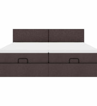 Ottoman-Bett mit Matratzen & LEDs Dunkelbraun 160x200 cm Stoff