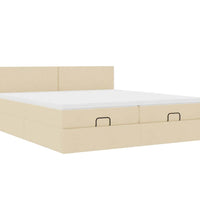 Ottoman-Bett mit Matratzen & LEDs Creme 160x200 cm Stoff