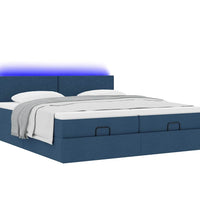 Ottoman-Bett mit Matratzen & LEDs Blau 160x200 cm Stoff