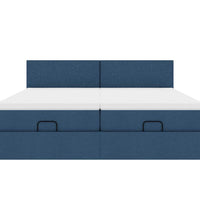 Ottoman-Bett mit Matratzen & LEDs Blau 160x200 cm Stoff
