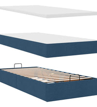 Ottoman-Bett mit Matratzen & LEDs Blau 160x200 cm Stoff
