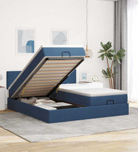 Ottoman-Bett mit Matratzen & LEDs Blau 160x200 cm Stoff