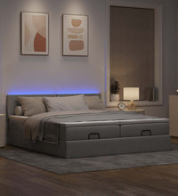 Ottoman-Bett mit Matratzen & LEDs Hellgrau 180x200 cm Stoff