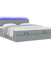Ottoman-Bett mit Matratzen & LEDs Hellgrau 180x200 cm Stoff