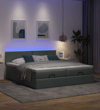 Ottoman-Bett mit Matratzen & LEDs Dunkelgrau 180x200 cm Stoff