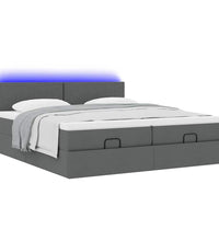 Ottoman-Bett mit Matratzen & LEDs Dunkelgrau 180x200 cm Stoff