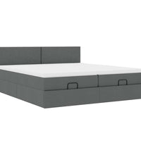 Ottoman-Bett mit Matratzen & LEDs Dunkelgrau 180x200 cm Stoff