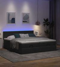 Ottoman-Bett mit Matratzen & LEDs Schwarz 180x200 cm Stoff